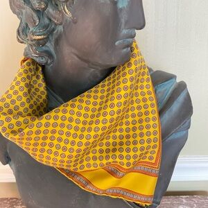 Silk Ashear scarf, Made in Italy, gold, orange, blue